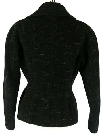 40s Charcoal Wool NIPPED Waist Short Jacket Coat