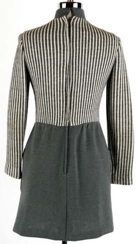 60s Gray Knit STRIPED Necktie Mod Mini Dress