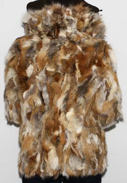 70s Boho Red Coyote Fox Fur Patchwork Coat